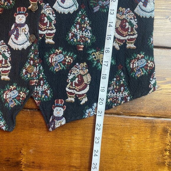 Vintage 90's Bobbie Brooks Tapestry Vest Large santa snowman granny cottagecore - Picture 7 of 8
